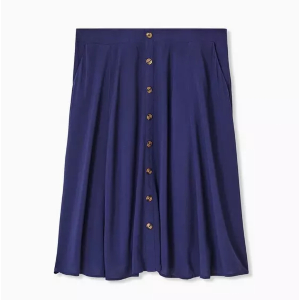 Midi Challis Button-Front Skirt